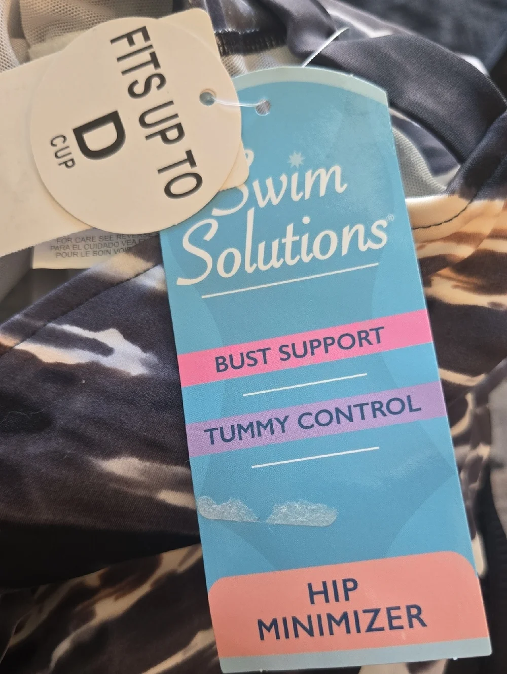 Swim Solutions Tiered Tummy-Control One-Piece Swimsuit Coastal Plates Sz 10 NWT - Picture 10 of 10